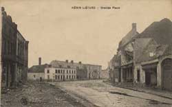 henin lietard petite place jean jaures eglise mairie hotel de ville destruction guerre 14-18-1914-1918