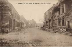 henin lietard beaumont rue de abbaye apres guerre 1914 1918 14-18 carte postale animee photo cp cpa