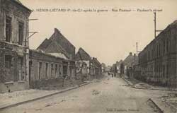 henin lietard beaumont rue pasteur apres guerre 14-18-1914-1918 carte postale animee photo cp cpa